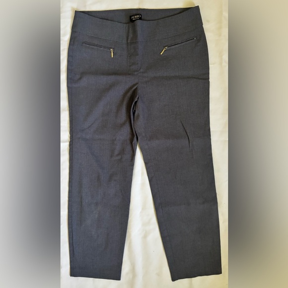Soho Apparel LTD. Womens Mid Rise Stretch Cropped Trousers in Dark Grey Sz LP - Picture 1 of 4